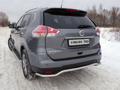 Защита заднего бампера 42 мм ТСС для Nissan X-Trail 2015-2018