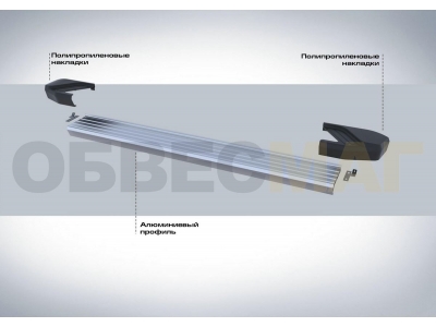 Пороги алюминиевые Rival Silver New для Mitsubishi Eclipse Cross 2018-2021