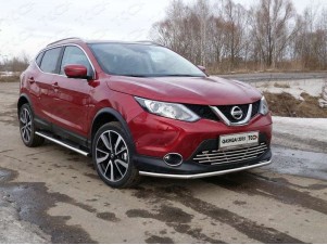 Защита переднего бампера 42 мм для Nissan Qashqai (СПБ) № NISQASHSPB15-19