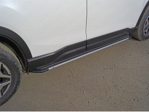Пороги алюминиевые Slim Line Silver для Subaru Forester S5 № SUBFOR18-33S